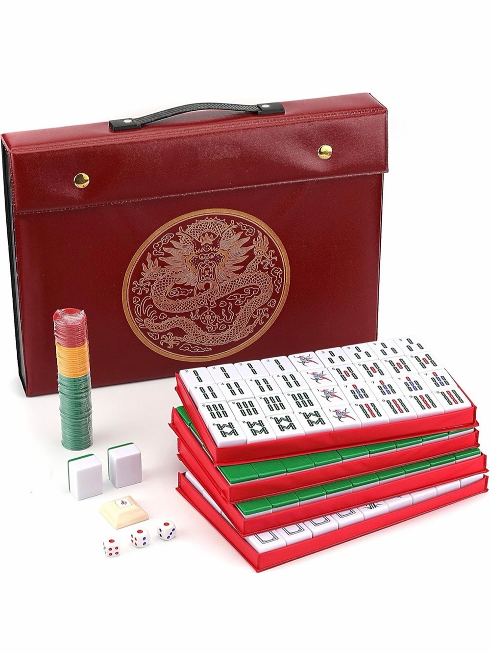 Mose Cafolo Chinese Mahjong Set X-Large 146 Numbered Melamine 1.5" w/Case, blue